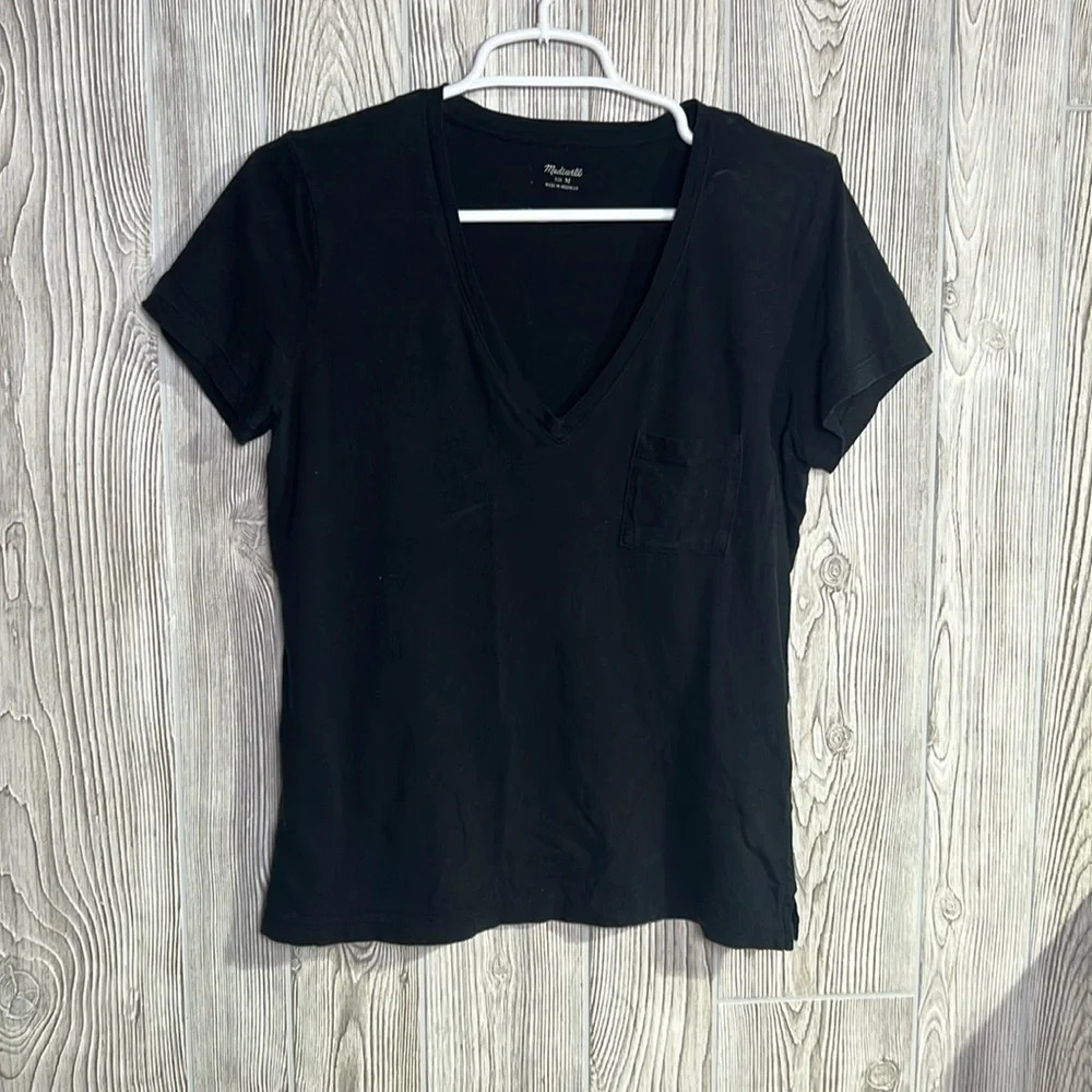 Madewell cotton tee pocket black size medium